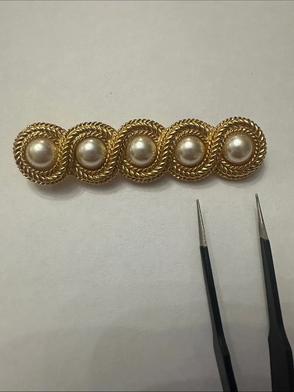 Napier Gold-Tone Bar Brooch with Faux Pearls